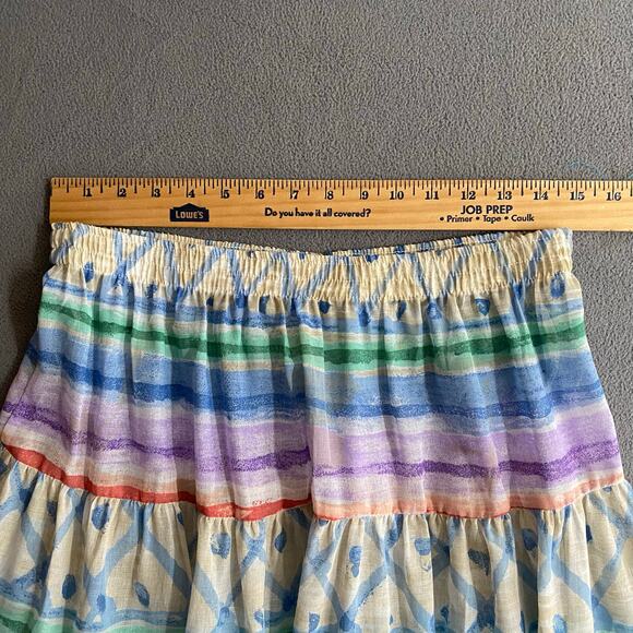 Vintage 80s 90s NOS Two Potato Tiered Midi Skirt L Pastel Boho Coastal Sheer - Picture 6 of 9